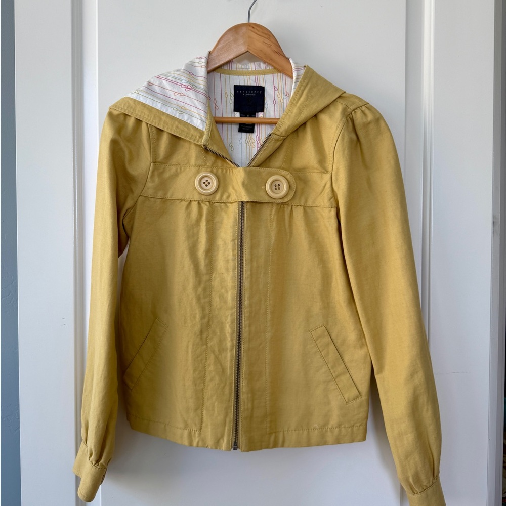 Anthropologie Sanctuary Yellow Hooded Jacket with Button Detail - size small
